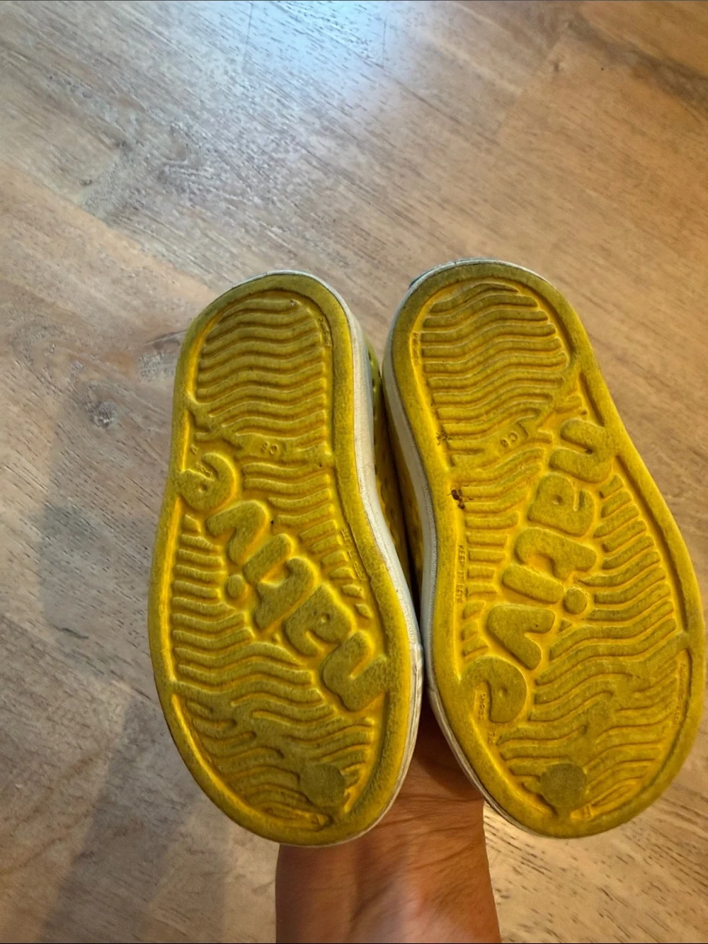 Native Kefferson Kids Slip-On Water Shoes in Yellow with White Toe Caps